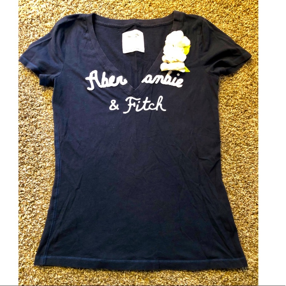 Abercrombie Navy Flower Accent Shirt